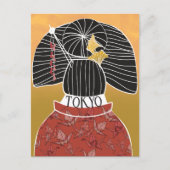 Trendy Tokyo Kimono Yukata Hand Illustriert Postkarte (Vorderseite)