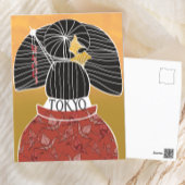 Trendy Tokyo Kimono Yukata Hand Illustriert Postkarte