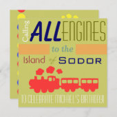 Trendy Train Birthday Einladung (Vorne/Hinten)