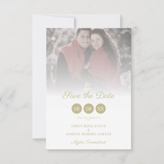 Trendy Transparency Effect Elegant Photo Wedding Save The Date (Vorderseite)