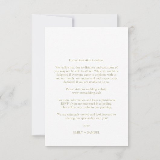 Trendy Transparency Effect Elegant Photo Wedding Save The Date (Rückseite)