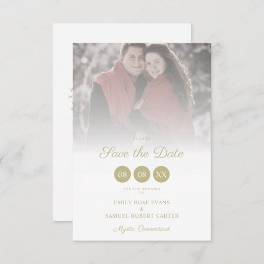 Trendy Transparency Effect Elegant Photo Wedding Save The Date (Vorne/Hinten)