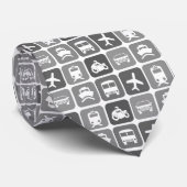 Trendy Travel Icons Black and White Pattern Krawatte (Gerollt)