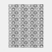 Trendy Travel Icons Schwarz und Weiß Muster Fleecedecke (Vorderseite)