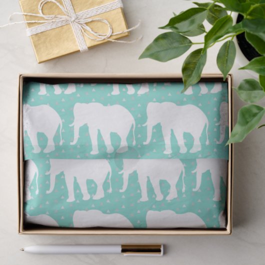 Trendy Triangle Geometric & Boho White Elephants Seidenpapier (Geschenk)