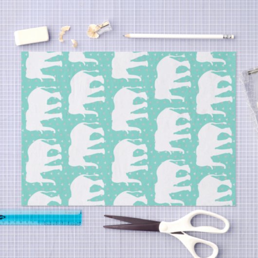 Trendy Triangle Geometric & Boho White Elephants Seidenpapier (Handwerk)