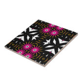 Trendy Tribal Abstrakt Black & Pink Geometric Fliese (Seite)