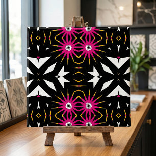 Trendy Tribal Abstrakt Black & Pink Geometric Fliese