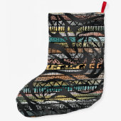 Trendy Tribal African Pattern Zebra Print Großer Weihnachtsstrumpf (Rückseite)