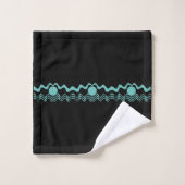 Trendy Tribal Geometric Turquoise and Black Badhandtuch Set (Waschlappen)