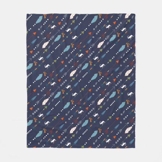 Trendy Tribal Moose & Feathered Arrow Personalisie Fleecedecke (Vorderseite)