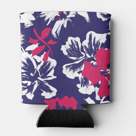 Trendy Tropical Abstract Blue Red Floral Pattern Dosenkühler (Rückseite)