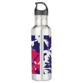 Trendy Tropical Abstract Blue Red Floral Pattern Edelstahlflasche (Rückseite)
