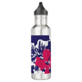 Trendy Tropical Abstract Blue Red Floral Pattern Edelstahlflasche (Rechts)