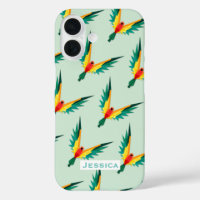 Trendy Tropical Bird Pattern Blau Personalisiert