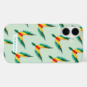Trendy Tropical Bird Pattern Blau Personalisiert Case-Mate iPhone Hülle (Rückseite (Horizontal))