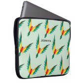 Trendy Tropical Bird Pattern Blau Personalisiert Laptopschutzhülle (Vorne Rechts)