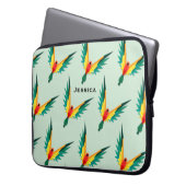 Trendy Tropical Bird Pattern Blau Personalisiert Laptopschutzhülle (Vorderseite Links)