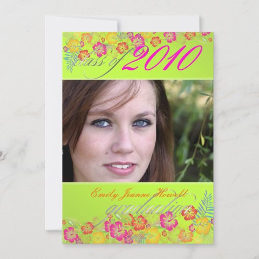 Trendy Tropical Blume Abschlüsse Party Einladung (Vorderseite)