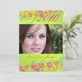 Trendy Tropical Blume Abschlüsse Party Einladung (Stehend Vorderseite)