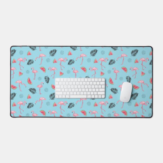 Trendy Tropical Flamingo & Watermelon Muster 2 Schreibtischunterlage (Tastatur & Maus)
