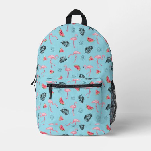 Trendy Tropical Flamingo & Watermelon Muster Bedruckter Rucksack (Vorderseite)