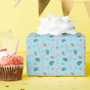 Trendy Tropical Flamingo & Watermelon Muster Geschenkpapier