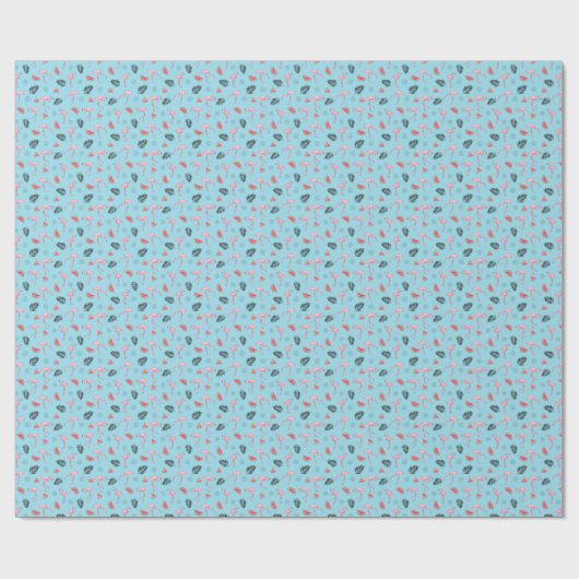 Trendy Tropical Flamingo & Watermelon Muster Geschenkpapier (Flach)