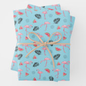 Trendy Tropical Flamingo & Watermelon Muster Geschenkpapier Set (Beispiel)