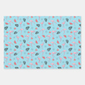 Trendy Tropical Flamingo & Watermelon Muster Geschenkpapier Set (Vorderseite)
