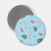 Trendy Tropical Flamingo & Watermelon Muster Magnet (Vorderseite/Rückseite)