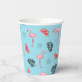 Trendy Tropical Flamingo & Watermelon Muster Pappbecher (Links)