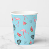 Trendy Tropical Flamingo & Watermelon Muster Pappbecher (Vorderseite)