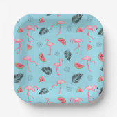Trendy Tropical Flamingo & Watermelon Muster Pappteller (Vorderseite)