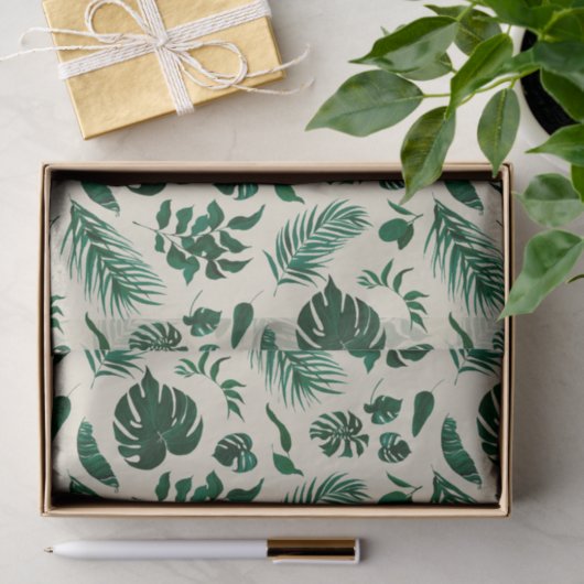 Trendy Tropical Foliage Green Blätter Muster Seidenpapier (Geschenk)