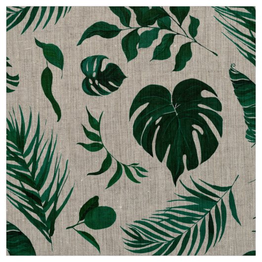 Trendy Tropical Foliage Green Blätter Muster Stoff (Muster)