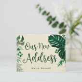 Trendy Tropical hat unsere neue Adresse verschoben Ankündigungspostkarte (Stehend Vorderseite)
