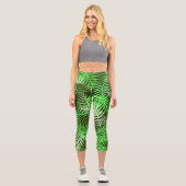 Trendy Tropical Palm Blätter Grünes Leaf Muster Capri Leggings (Vorderseite)