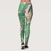 Trendy Tropical Palm Blätter Muster Pink Leggings (Rückseite)