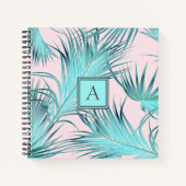 Trendy Tropical Palm Fronds Muster mit Monogram Notizblock (Vorderseite)