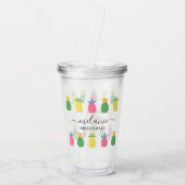 Trendy Tropical Pineaple Bridesmaid Name Acryltrinkbecher (Rückseite)