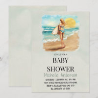 Trendy Tropical Summer surfing Beach Baby Dusche