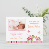 Trendy Tropical Turtle Foto Birth Ankündigungen (Stehend Vorderseite)