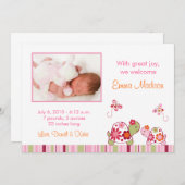 Trendy Tropical Turtle Foto Birth Ankündigungen (Vorne/Hinten)