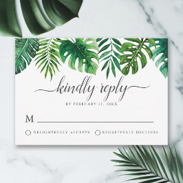 Trendy Tropical Watercolor Botanical RSVP Card Hinweiskarte