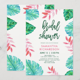 Trendy Tropical Watercolor Brautparty Einladung