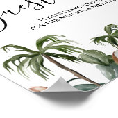 Trendy Tropical Watercolor Green Blätter Poster (Ecke)