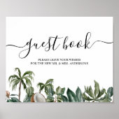 Trendy Tropical Watercolor Green Blätter Poster (Vorne)