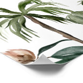 Trendy Tropical Watercolor Green Blätter Poster (Ecke)