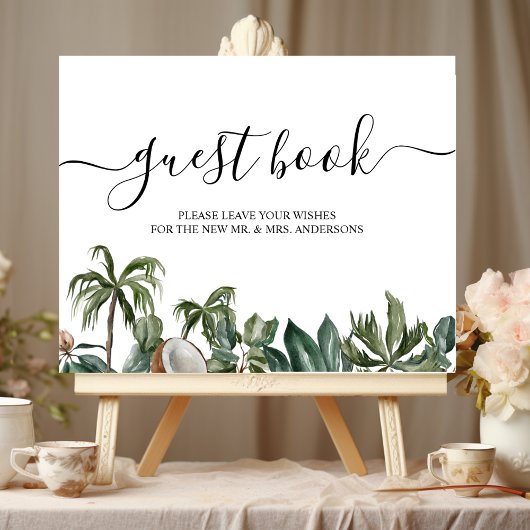 Trendy Tropical Watercolor Green Blätter Poster